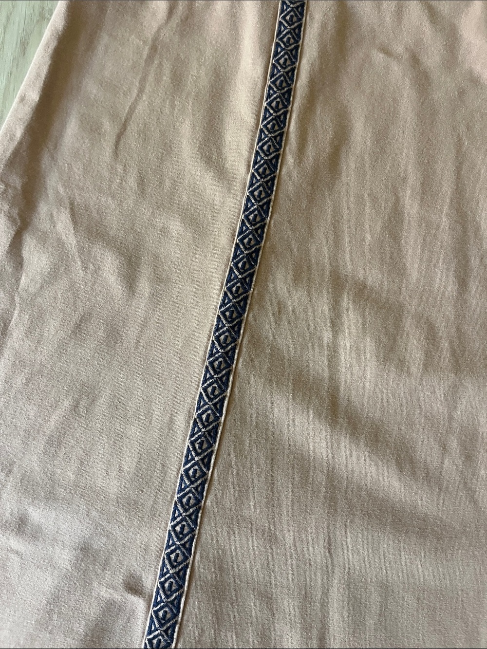 Prana High-Low A-Line Skirt in clay color with blue boho Trim - Picture 5 of 5